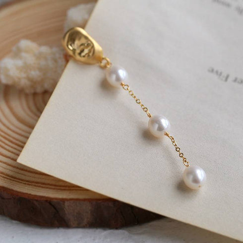 Long Drop Pearl Tassel Earrings - Zafari Studio Jewelry